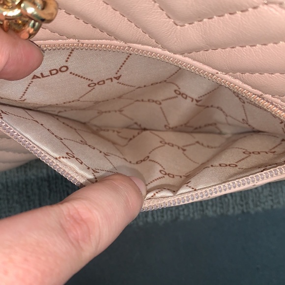 Aldo Crossbody Bag Womens Small Pink PU Faux Leather Quilted Chevron Handbag - Picture 6 of 17